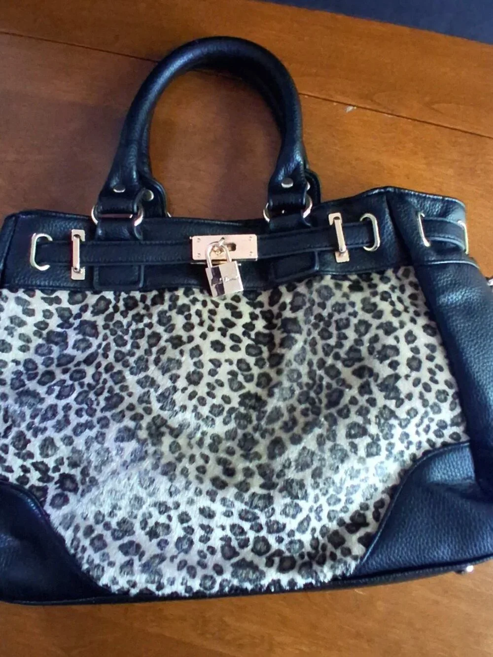 Bradford Exchange Alfred Durante Leopard Faux Fur & Leather Satchel Handbag